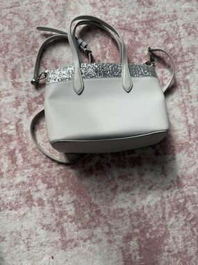 kate spade White Shoulder Bag with Silver Glitter Accent